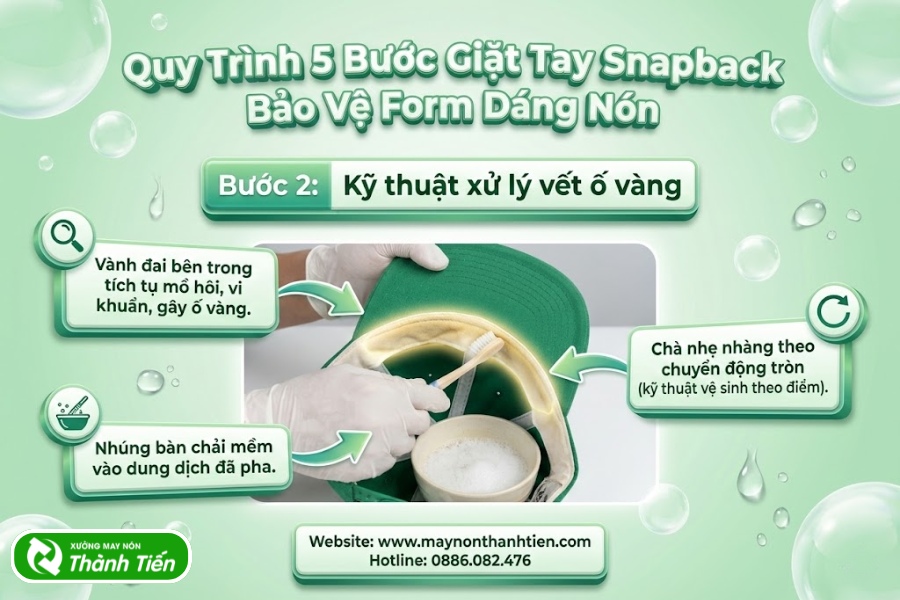 Bước 2: Ch&agrave; bay vết ố tr&ecirc;n v&agrave;nh n&oacute;n snapback