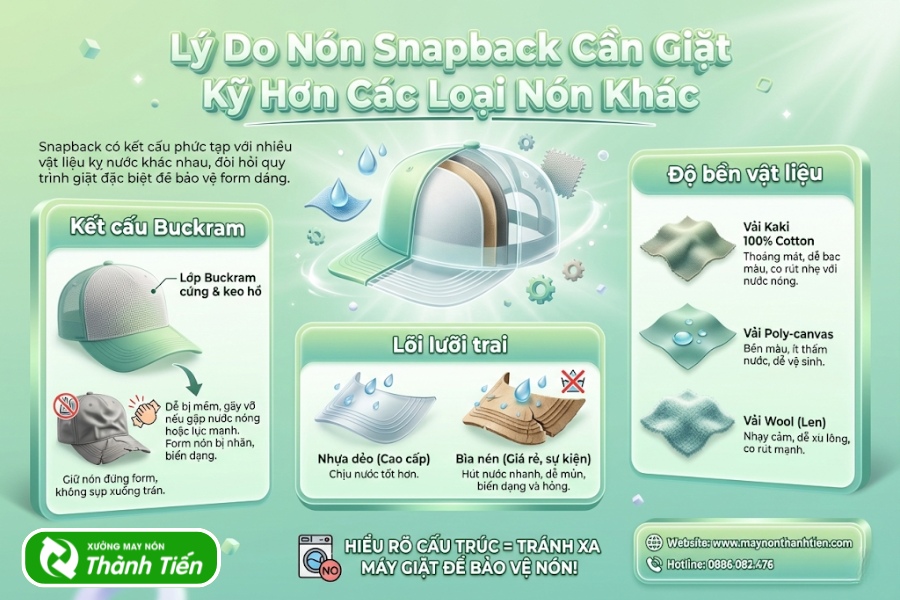 L&yacute; do cần giặt n&oacute;n snapback kỹ hơn c&aacute;c loại n&oacute;n kh&aacute;c