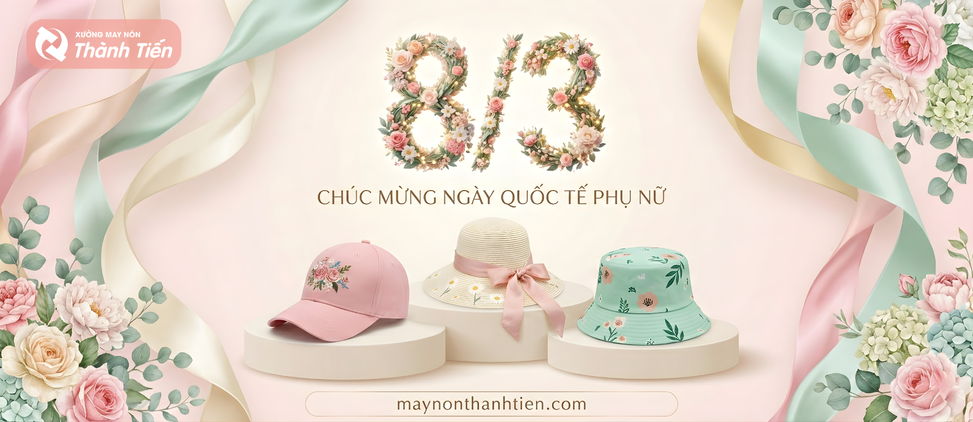 Banner Chúc Mừng 8/3 May Nón Thành Tiến