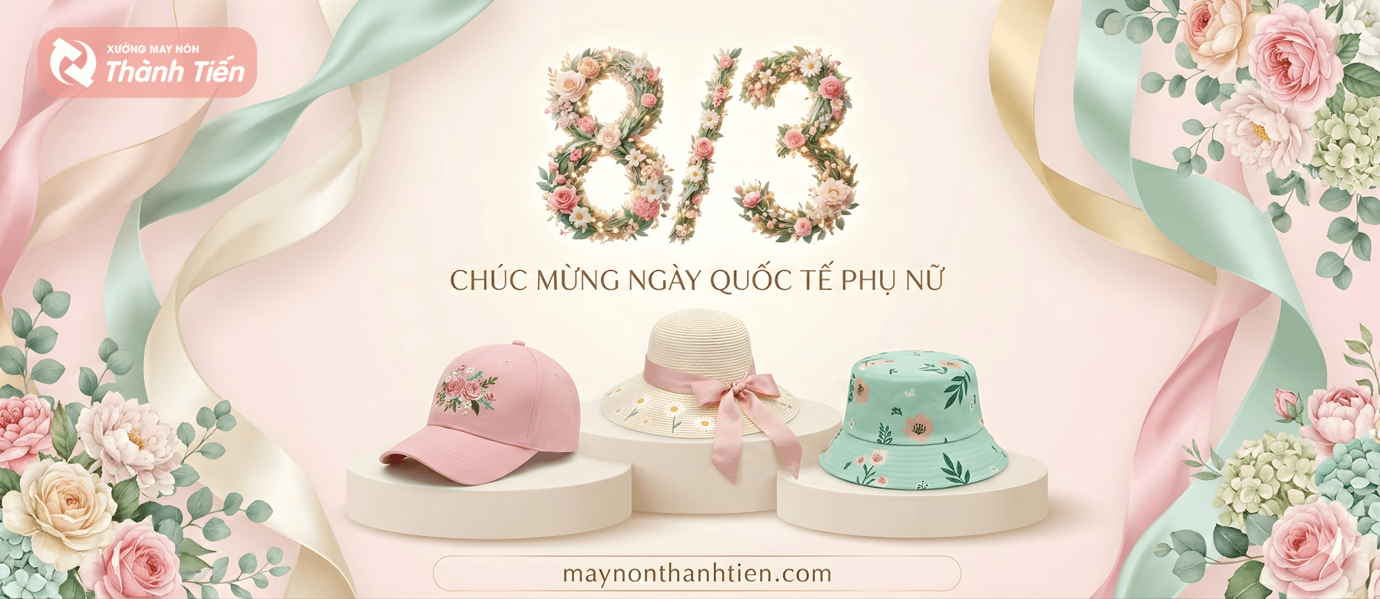 Banner Chúc Mừng 8/3 May Nón Thành Tiến