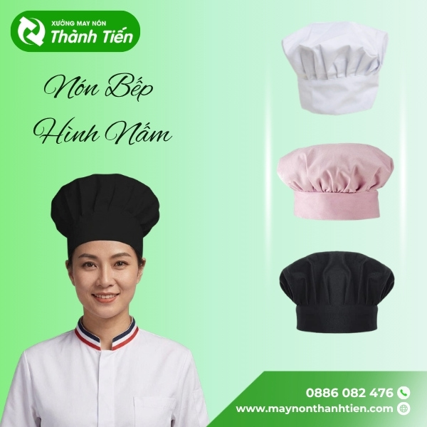 Đa dạng lựa chọn nón cho bếp trưởng với nón đầu bếp hình nấm
