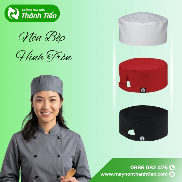 Nón bếp tròn giúp đồng bộ trang phục cho đầu bếp mới vào nghề