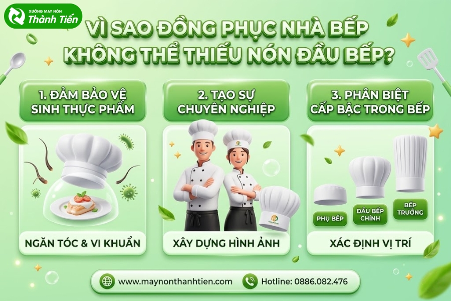 Nón đầu bếp giúp đảm bảo an toàn thực phẩm, hình ảnh đầu bếp và cấp bậc đầu bếp