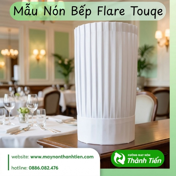 Mẫu đồng phục nón bếp Flare Toque cho nhà hàng, khách sạn cao cấp