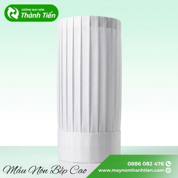 Nón đầu bếp dáng cao phù hợp hình ảnh nhà hàng thanh lịch