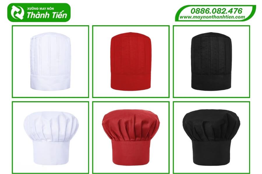 Các mẫu nón bếp đồng phục nhà hàng bền bỉ, chắc chắn