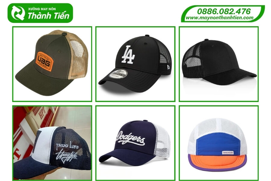Các mẫu nón kết vải lưới đồng phục in logo dùng để quảng cáo thương hiệu