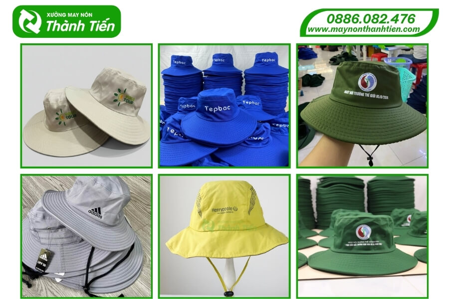 Các mẫu nón tai bèo đồng phục đã may của May Nón Thành Tiến