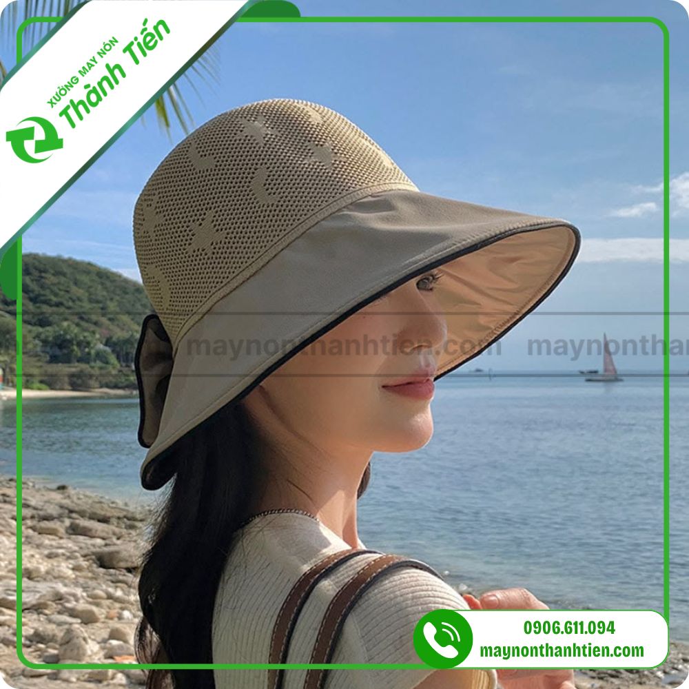 Mũ đi biển cho nữ phối vải lưới tho&aacute;ng m&aacute;t