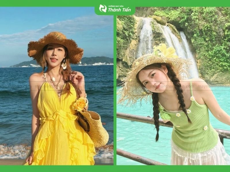 Mũ cói rộng vành đẹp đi du lịch biển