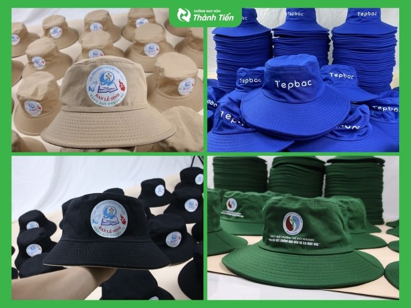 C&aacute;c mẫu n&oacute;n tai b&egrave;o v&agrave; mũ bucket sản xuất tại Th&agrave;nh Tiến