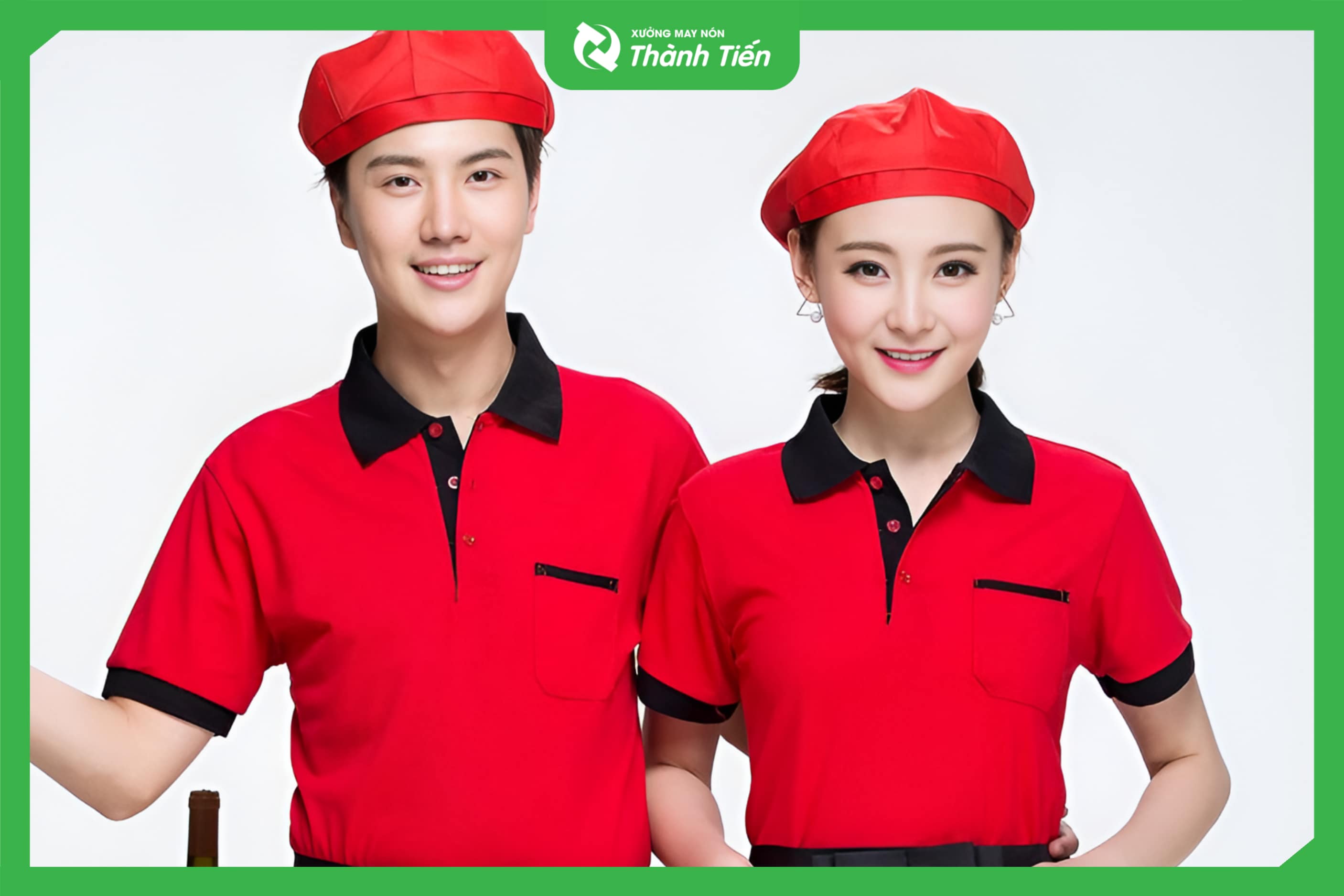 n&oacute;n beret đồng phục nh&agrave; h&agrave;ng m&agrave;u đỏ tươi