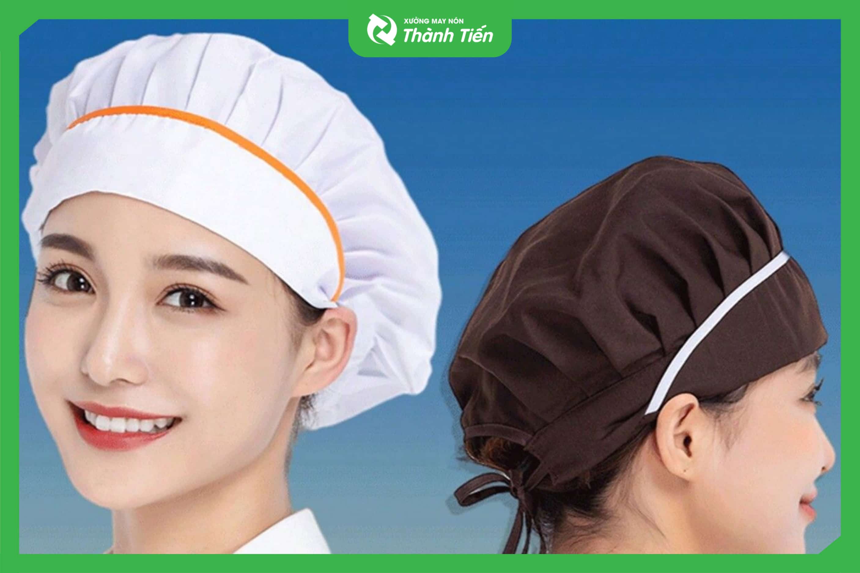 n&oacute;n đầu bếp nh&agrave; h&agrave;ng &ocirc;m đầu trắng v&agrave; n&acirc;u