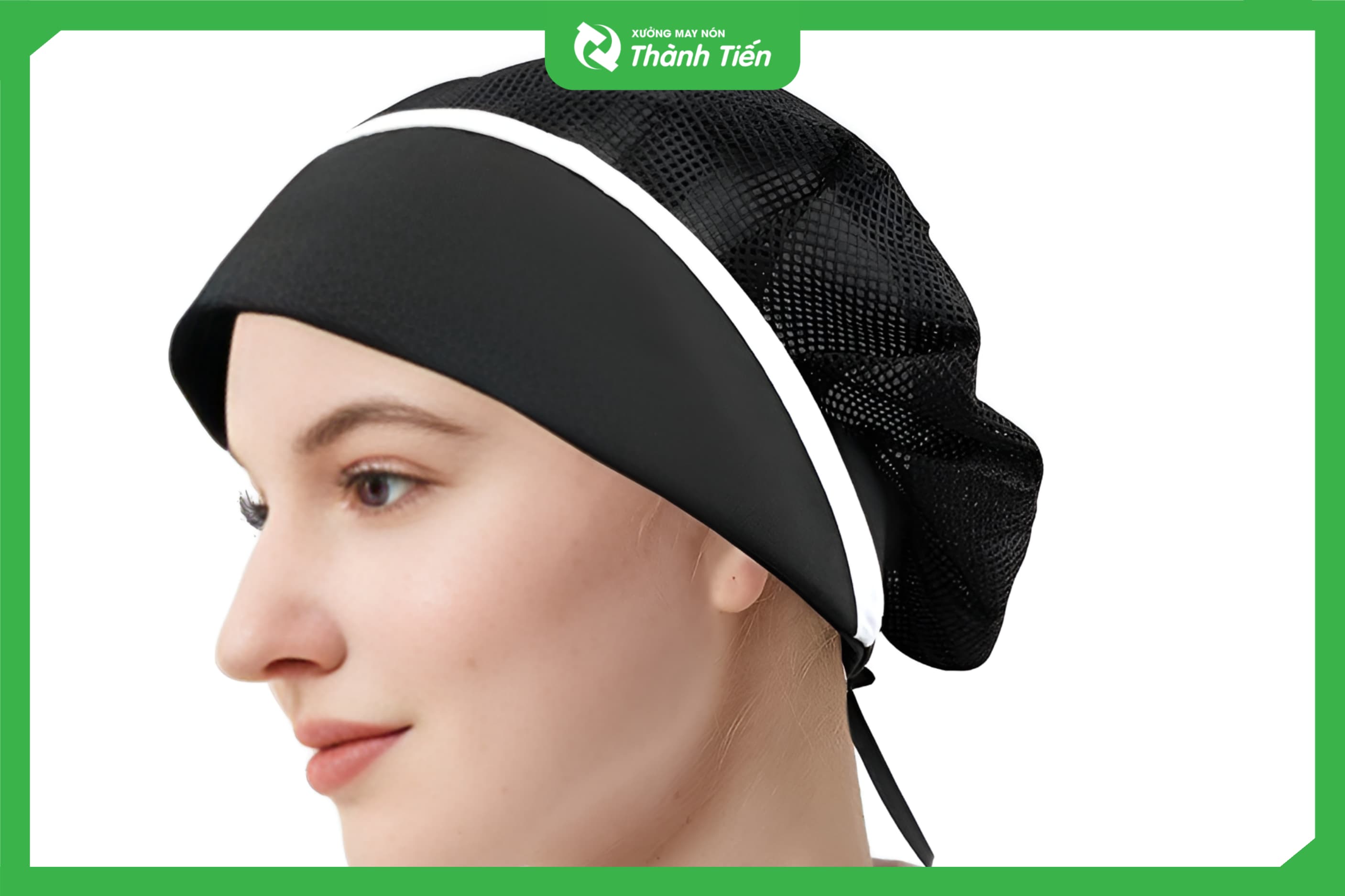 mũ đồng phục nh&agrave; h&agrave;ng &ocirc;m đầu m&agrave;u đen
