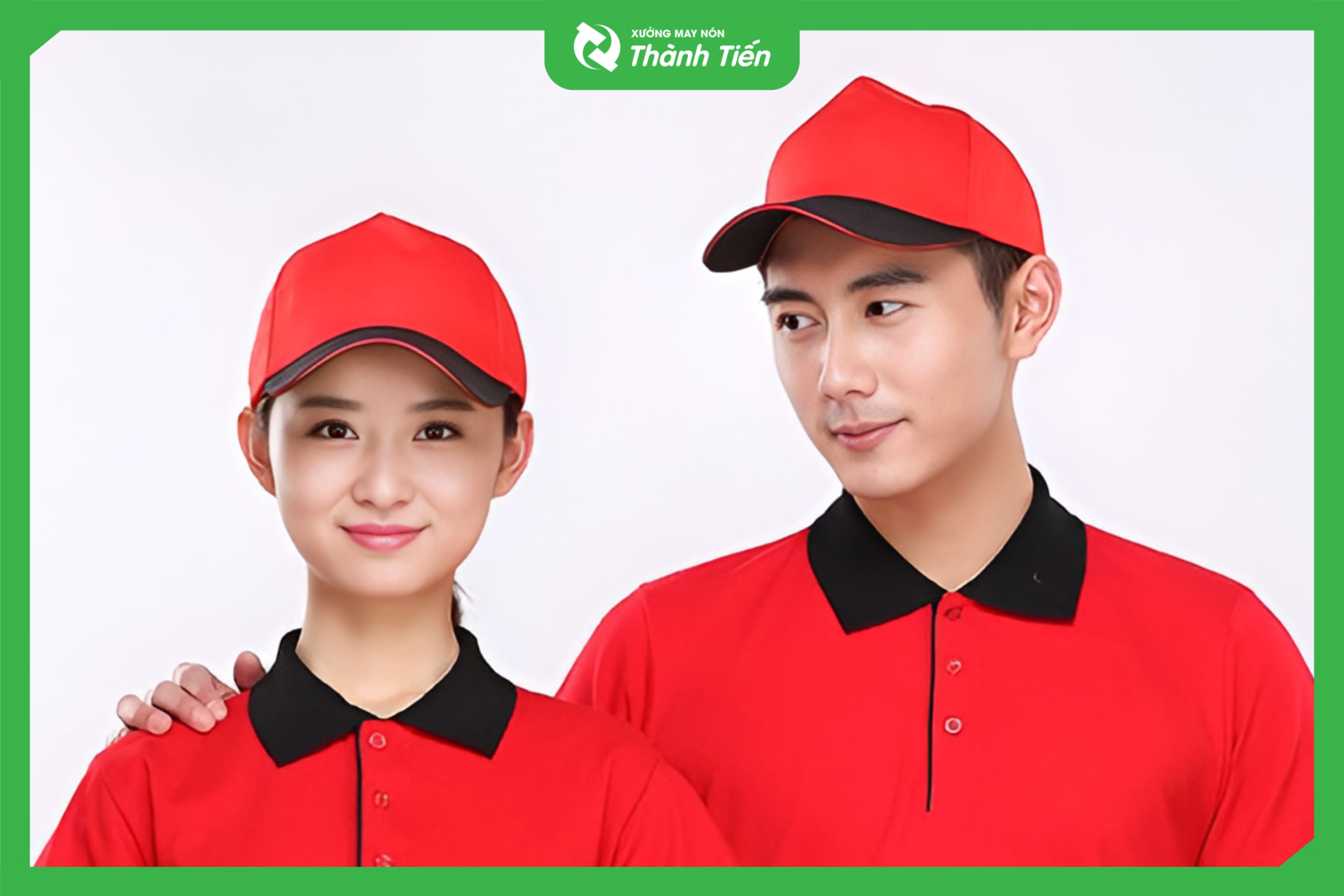 mũ lưỡi trai đồng phục nh&agrave; h&agrave;ng m&agrave;u đỏ