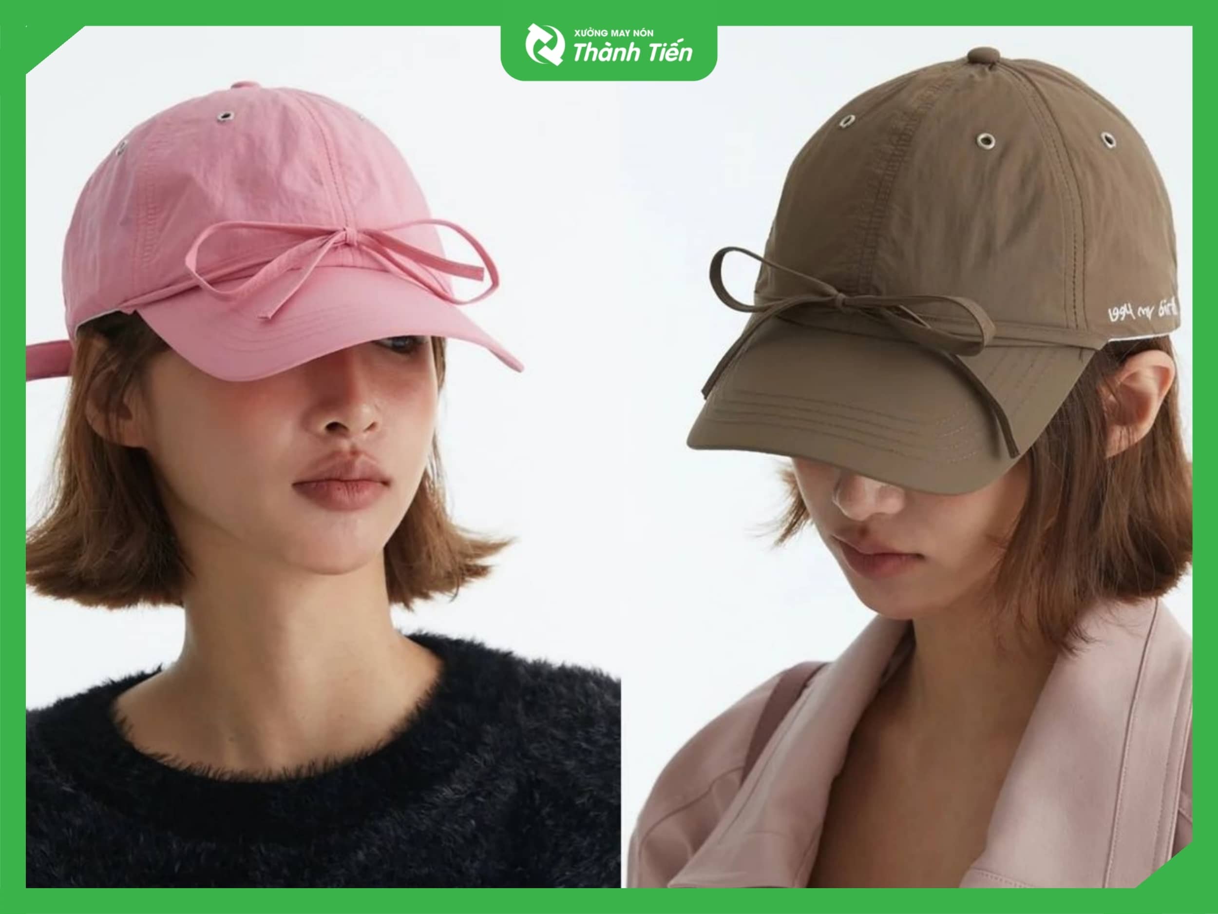 Mũ lưỡi trai c&oacute; d&acirc;y buộc nơ tinh tế